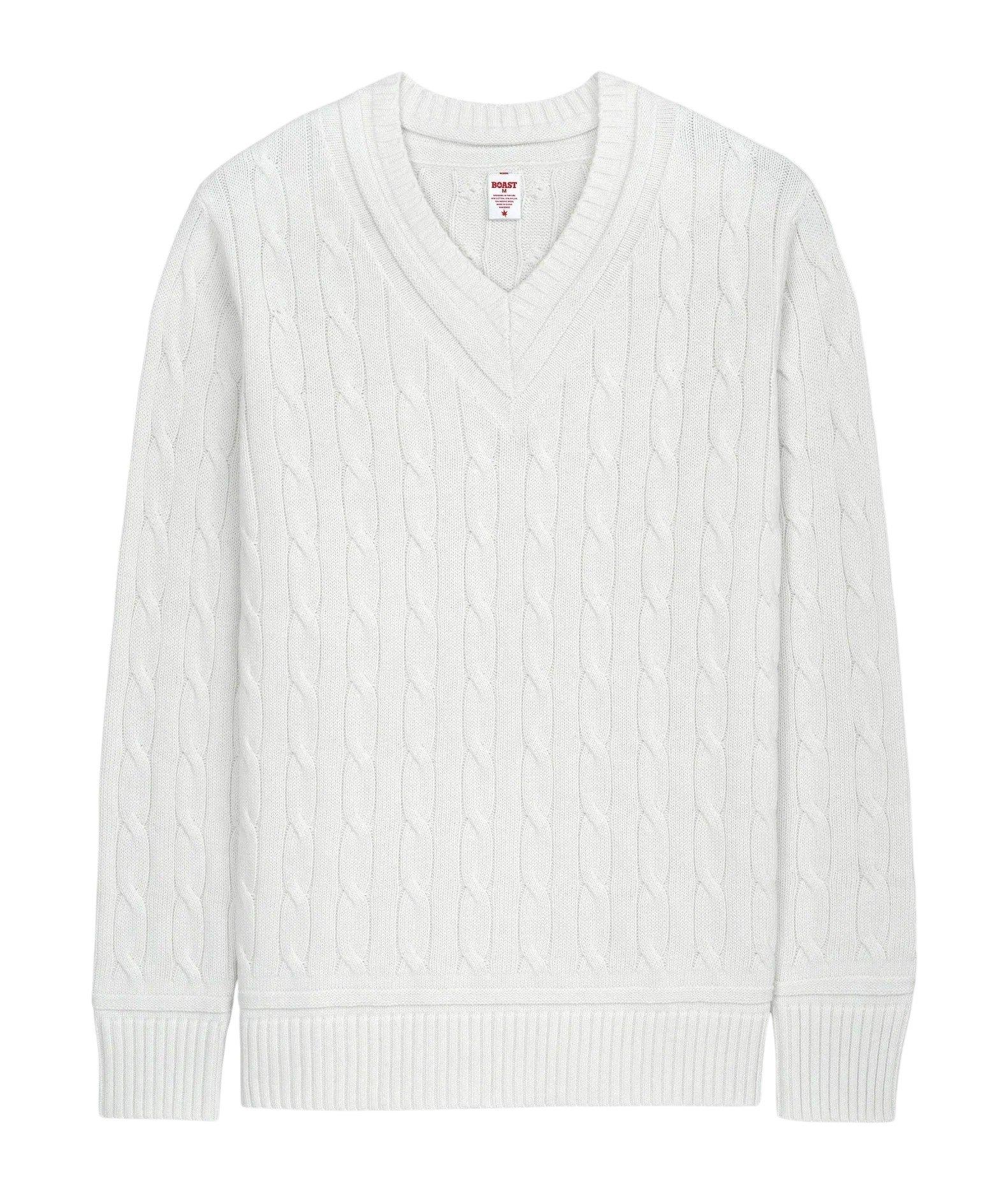 Boast Men's Cable-Knit Sweater - White - WHITE